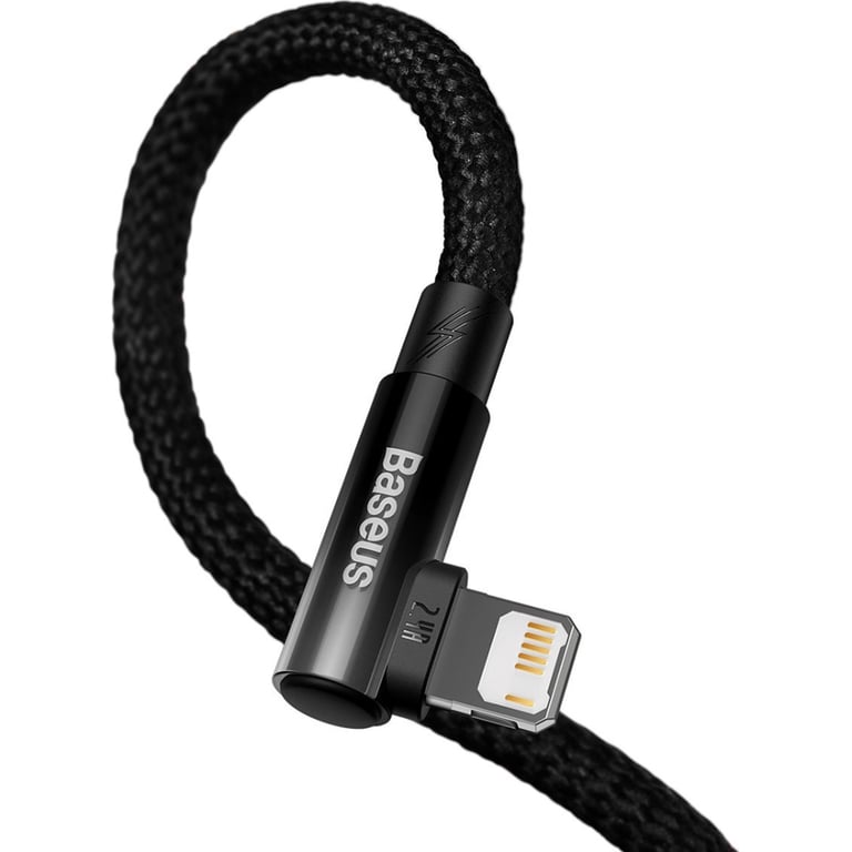 Дата кабель USB 2.0 AM to Lightning 1.0m 2.4A 90° corner black Baseus (CAVP000001) - фото 4