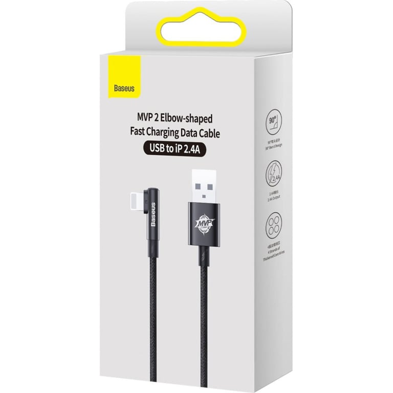 Дата кабель USB 2.0 AM to Lightning 1.0m 2.4A 90° corner black Baseus (CAVP000001) - фото 5