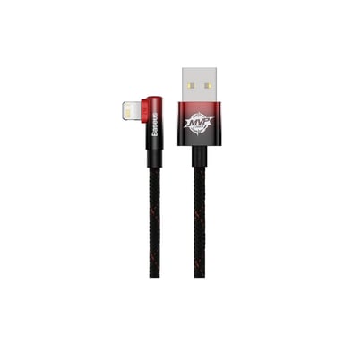 Дата кабель USB 2.0 AM to Lightning 1.0m 2.4A 90° corner black/red Baseus (CAVP000020) - фото 1