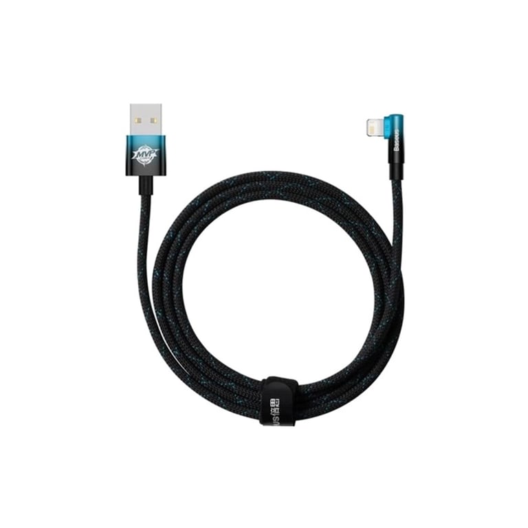 Дата кабель USB 2.0 AM to Lightning 2.0m 2.4A 90° corner black/blue Baseus (CAVP000121) - фото 2