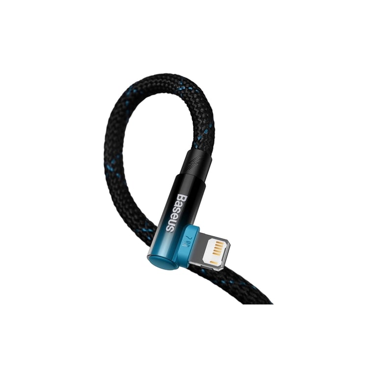Дата кабель USB 2.0 AM to Lightning 2.0m 2.4A 90° corner black/blue Baseus (CAVP000121) - фото 4