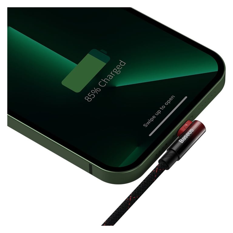 Дата кабель USB 2.0 AM to Lightning 2.0m 2.4A 90° corner black/red Baseus (CAVP000120) - фото 6