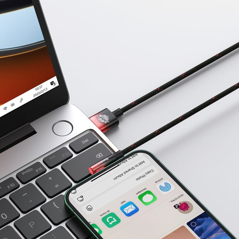 Дата кабель USB 2.0 AM to Lightning 2.0m 2.4A 90° corner black/red Baseus (CAVP000120) - фото 8
