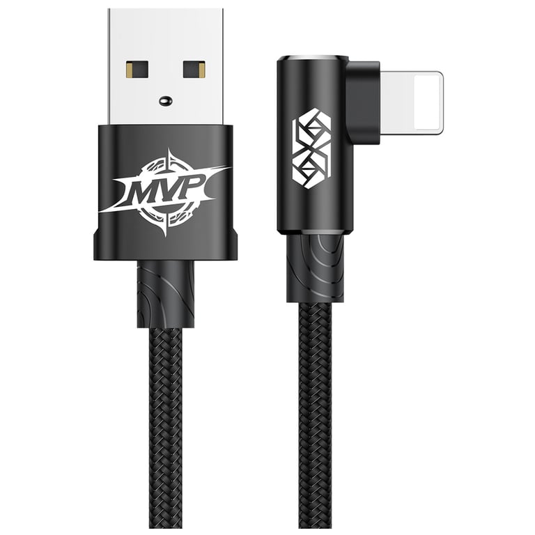 Дата кабель USB 2.0 AM to Lightning 2.0m 1.5A 90° corner black Baseus (CALMVP-A01) - фото 1