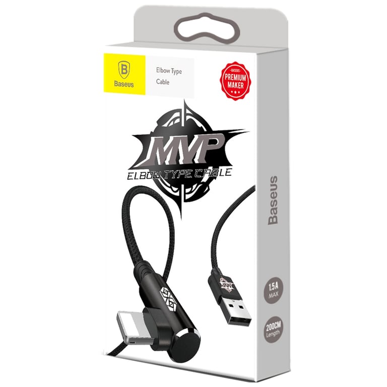 Дата кабель USB 2.0 AM to Lightning 2.0m 1.5A 90° corner black Baseus (CALMVP-A01) - фото 3