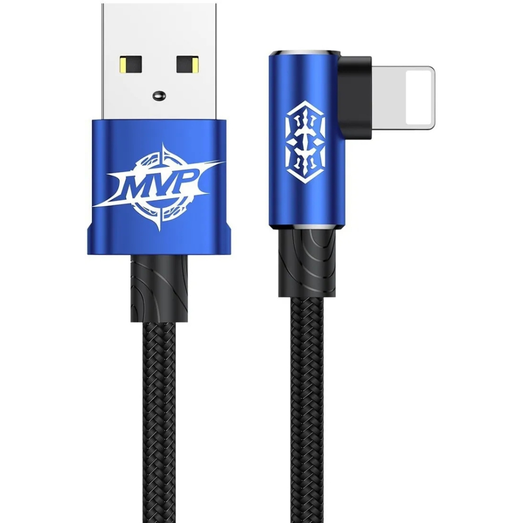Дата кабель USB 2.0 AM to Lightning 2.0m 1.5A 90° corner blue Baseus (CALMVP-A03) - фото 1
