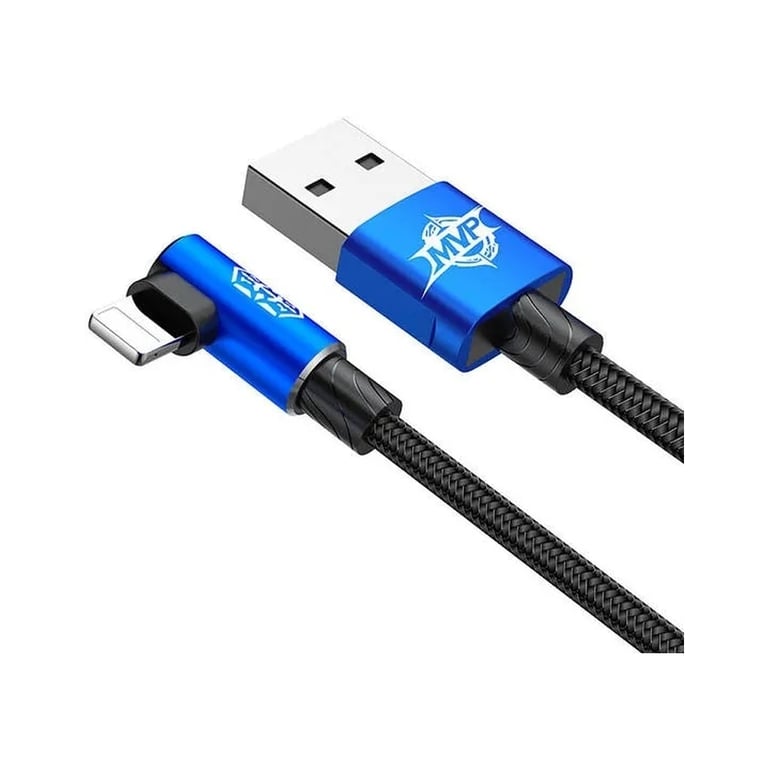 Дата кабель USB 2.0 AM to Lightning 2.0m 1.5A 90° corner blue Baseus (CALMVP-A03) - фото 2