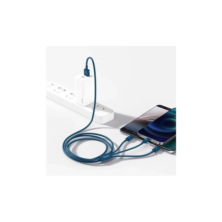 Дата кабель USB 2.0 AM to Lightning + Micro 5P + Type-C 1.5m 3.5A blue Baseus (CAMLTYS-03) - фото 10