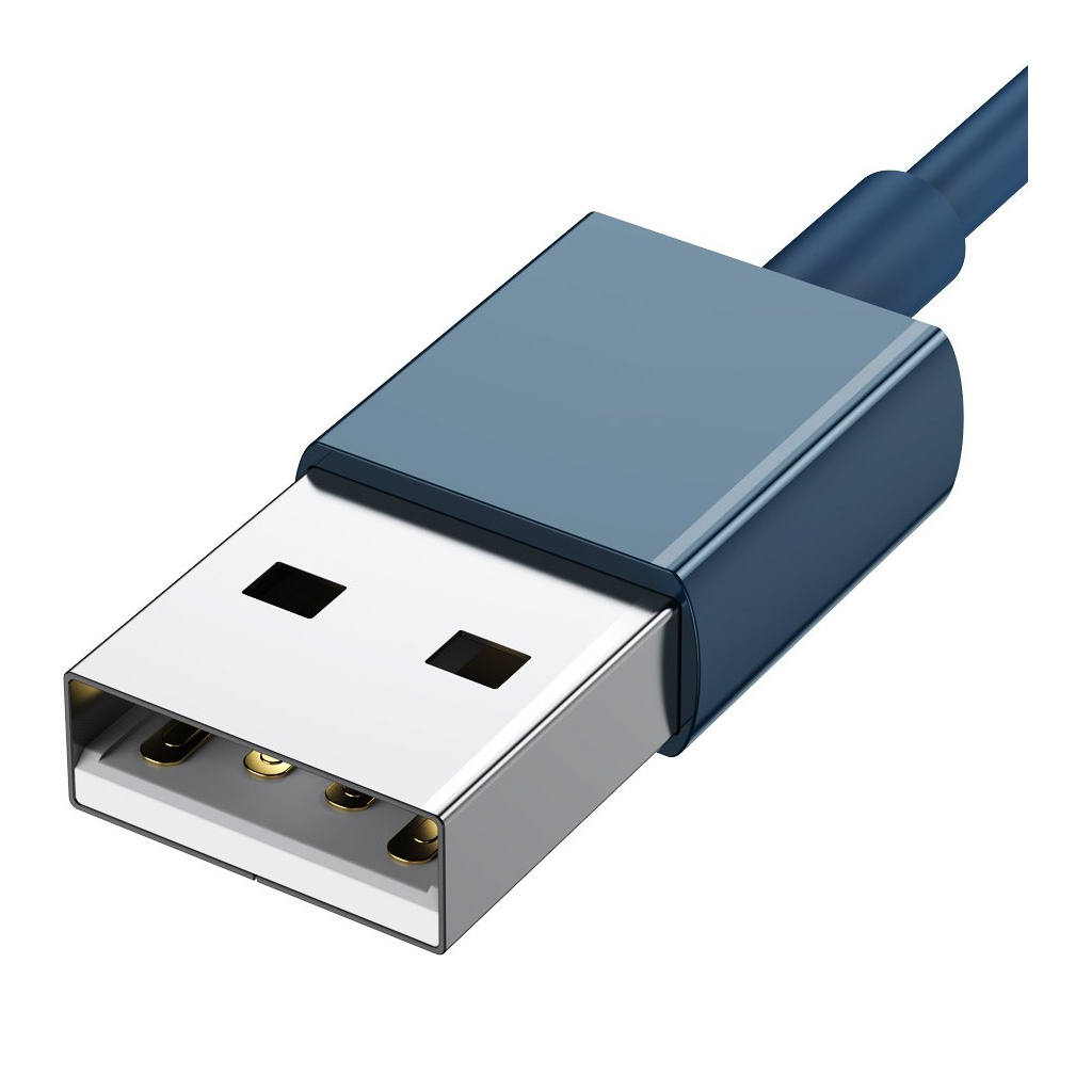 Дата кабель USB 2.0 AM to Lightning + Micro 5P + Type-C 1.5m 3.5A blue Baseus (CAMLTYS-03) - фото 4 Дата кабель USB 2.0 AM to Lightning + Micro 5P + Type-C 1.5m 3.5A blue Baseus (CAMLTYS-03) - фото 4