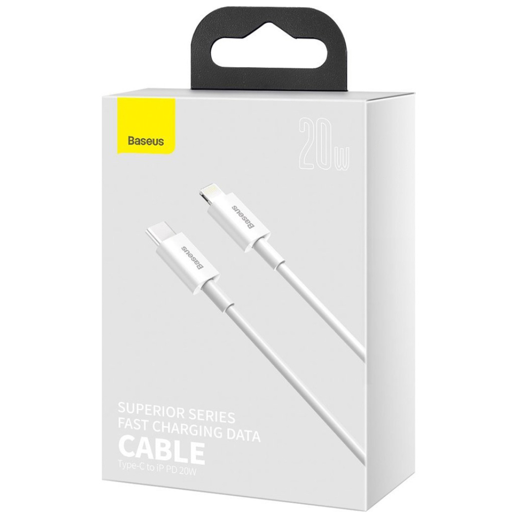 Дата кабель USB-C to Lightning 2.0m 20W white Baseus (CATLYS-C02) - фото 4 Дата кабель USB-C to Lightning 2.0m 20W white Baseus (CATLYS-C02) - фото 4