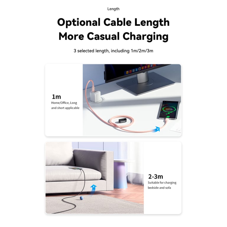 Дата кабель USB 2.0 AM to USB-C 1.0m 100W pink Essager (EXC7A-WL04-P) - фото 8