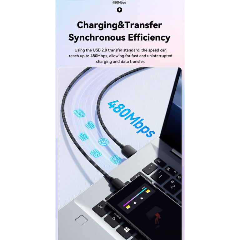 Дата кабель USB 2.0 AM to USB-C 2.0m 100W black Essager (EXC7A-WLA01-P) - фото 6