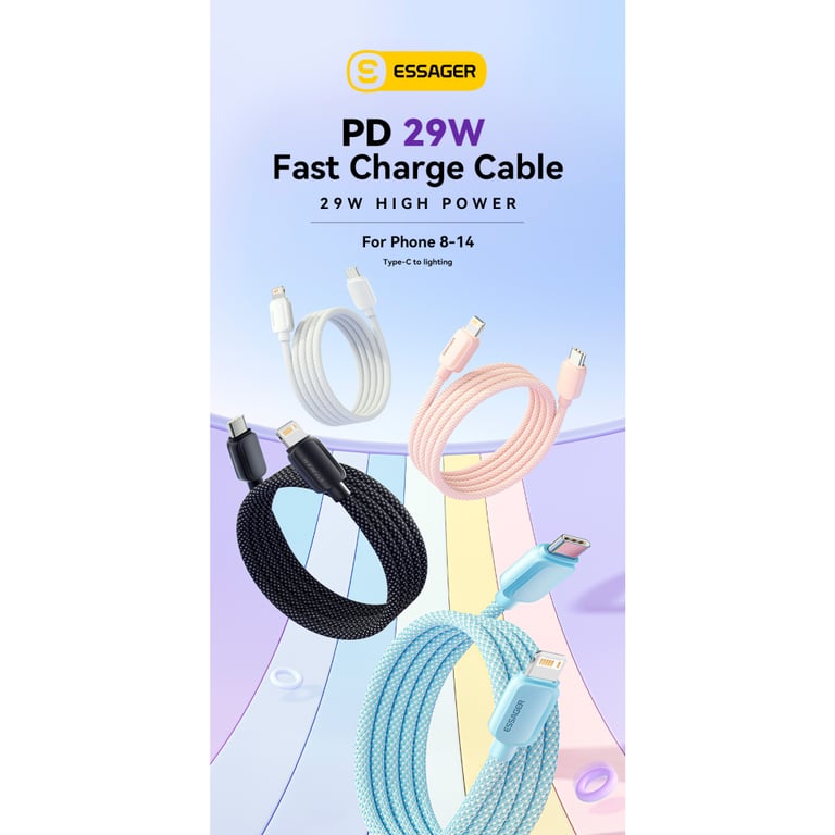 Дата кабель USB-C to Lightning 2.0m 20W white Essager (EXCTL-WLA02-P) - фото 2