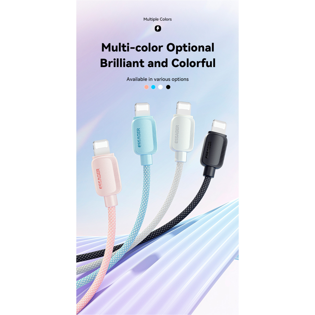 Дата кабель USB-C to Lightning 2.0m 20W white Essager (EXCTL-WLA02-P) - фото 5 Дата кабель USB-C to Lightning 2.0m 20W white Essager (EXCTL-WLA02-P) - фото 5