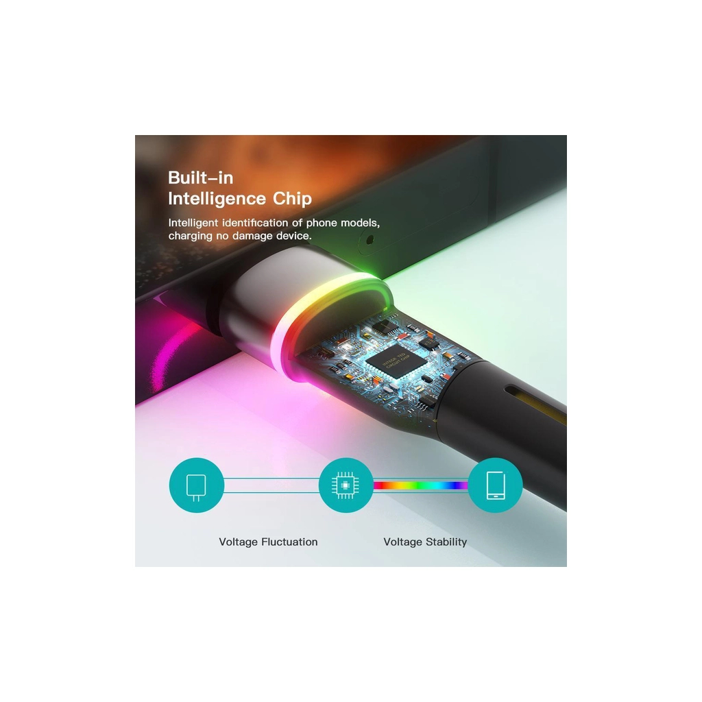 Дата кабель USB 2.0 AM to USB-C 1.0m 3A LED black Essager (EXCT-XCD01) - фото 7 Дата кабель USB 2.0 AM to USB-C 1.0m 3A LED black Essager (EXCT-XCD01) - фото 7