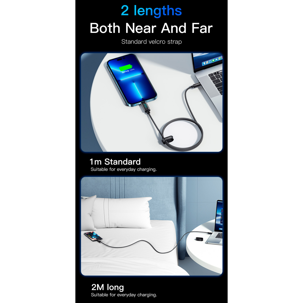 Дата кабель USB-C to Lightning 1.0m 29W LED black Essager (EXCTL-XY01-P) - фото 4 Дата кабель USB-C to Lightning 1.0m 29W LED black Essager (EXCTL-XY01-P) - фото 4