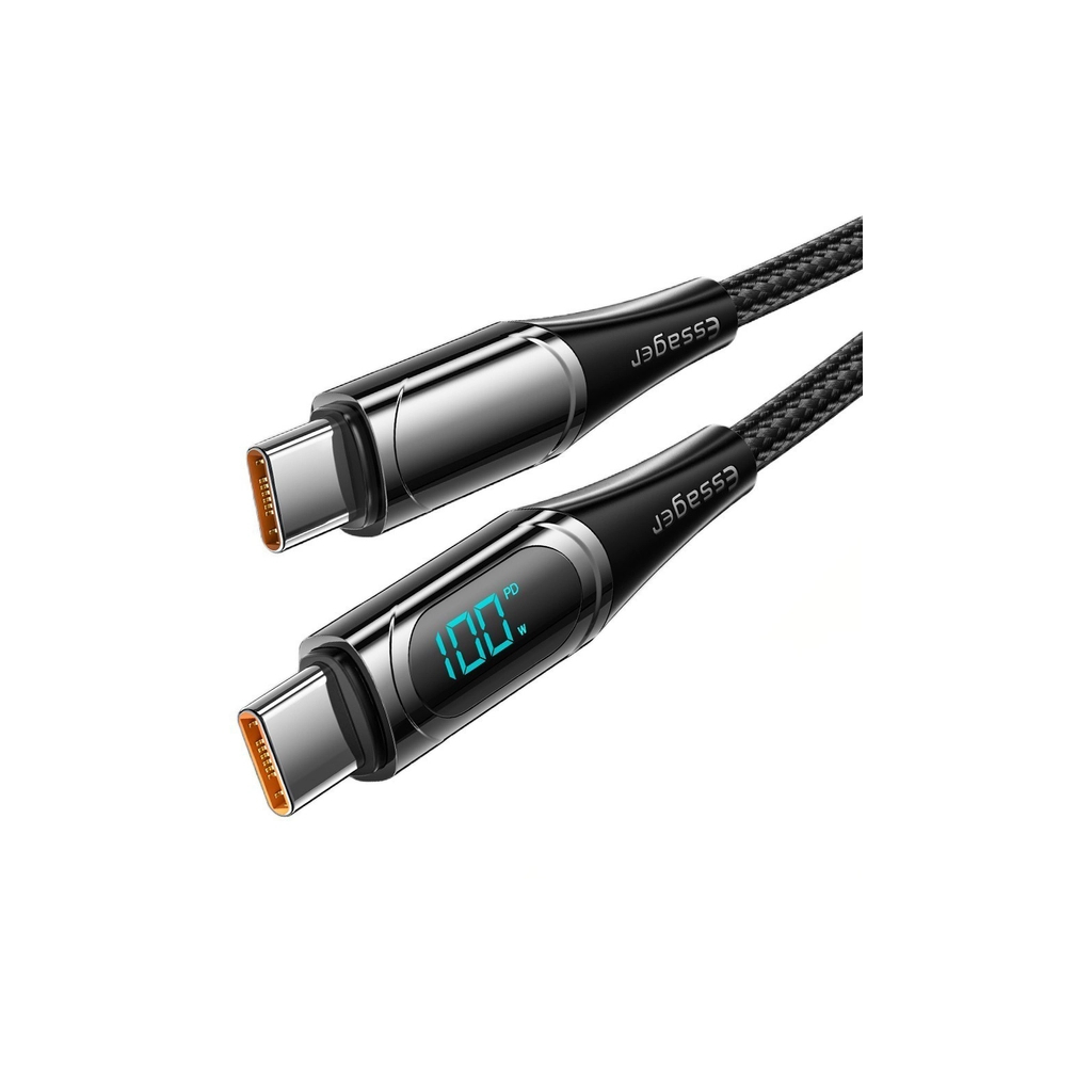 Дата кабель USB-C to USB-C 2.0m 100W Digital Display black Essager (ES-XCTT1-YDA01) - фото 2 Дата кабель USB-C to USB-C 2.0m 100W Digital Display black Essager (ES-XCTT1-YDA01) - фото 2