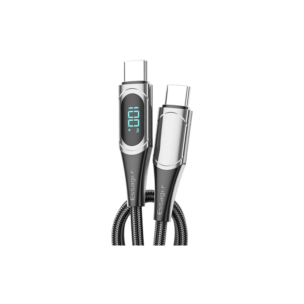 Дата кабель USB-C to USB-C 2.0m 100W Digital Display black Essager (ES-XCTT1-YDA01) - фото 3 Дата кабель USB-C to USB-C 2.0m 100W Digital Display black Essager (ES-XCTT1-YDA01) - фото 3