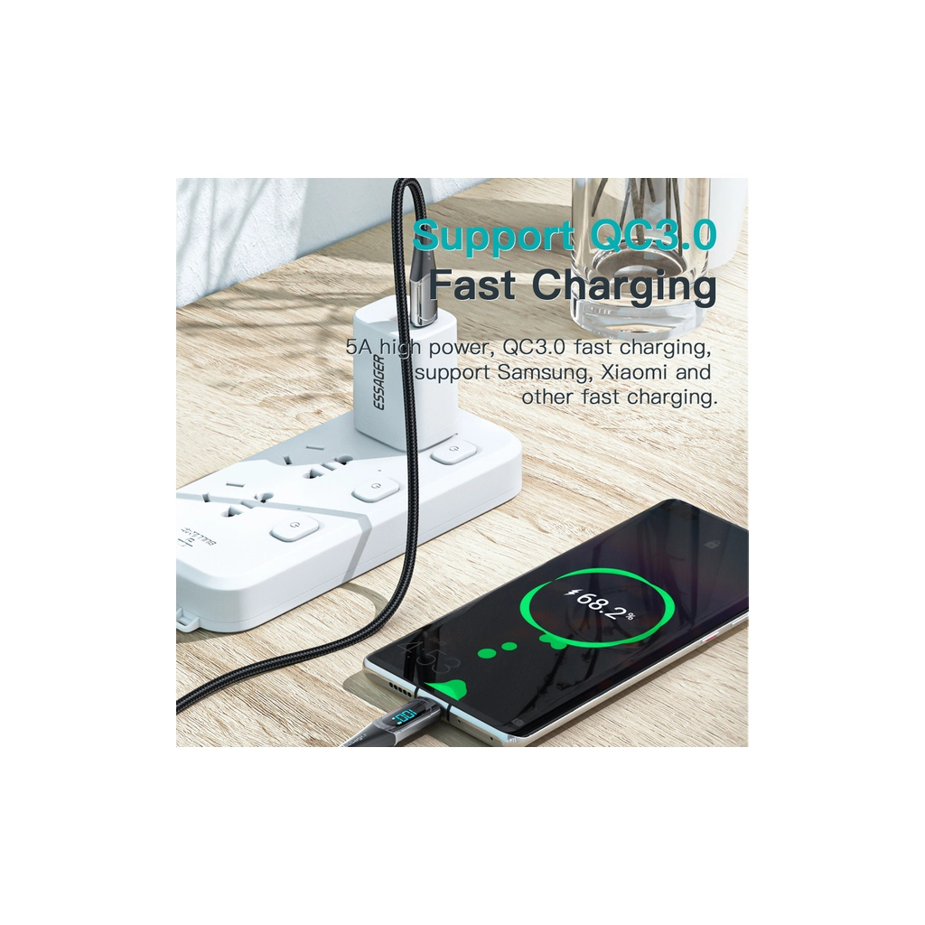 Дата кабель USB-C to USB-C 2.0m 100W Digital Display black Essager (ES-XCTT1-YDA01) - фото 6 Дата кабель USB-C to USB-C 2.0m 100W Digital Display black Essager (ES-XCTT1-YDA01) - фото 6