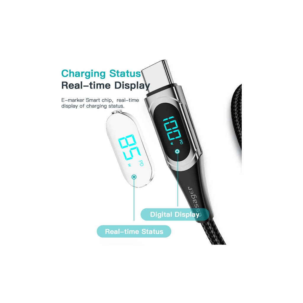 Дата кабель USB-C to USB-C 2.0m 100W Digital Display black Essager (ES-XCTT1-YDA01) - фото 7 Дата кабель USB-C to USB-C 2.0m 100W Digital Display black Essager (ES-XCTT1-YDA01) - фото 7