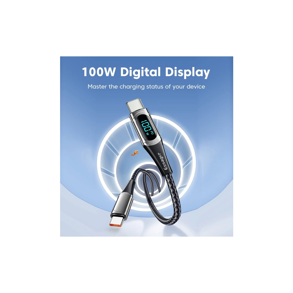 Дата кабель USB-C to USB-C 2.0m 100W Digital Display black Essager (ES-XCTT1-YDA01) - фото 9 Дата кабель USB-C to USB-C 2.0m 100W Digital Display black Essager (ES-XCTT1-YDA01) - фото 9