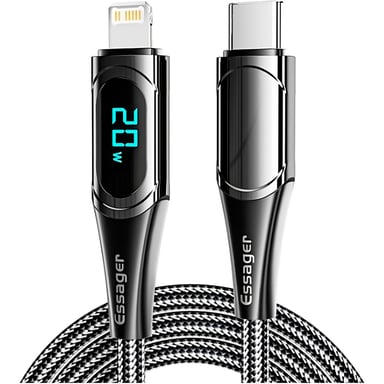 Дата кабель USB-C to Lightning 2.0m 20W Digital Display black Essager (EXCTL-YDA01) - фото 1