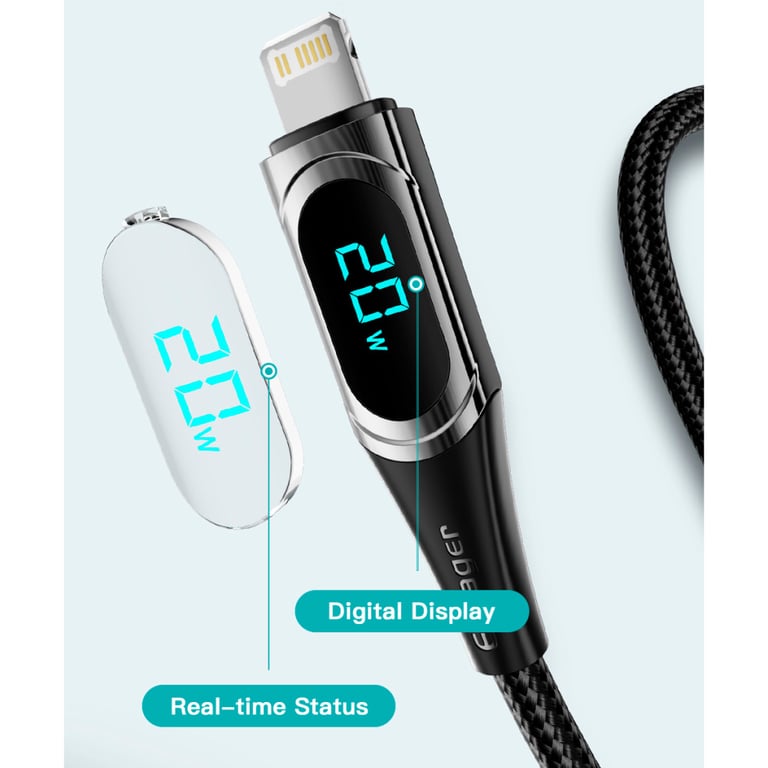 Дата кабель USB-C to Lightning 2.0m 20W Digital Display black Essager (EXCTL-YDA01) - фото 10