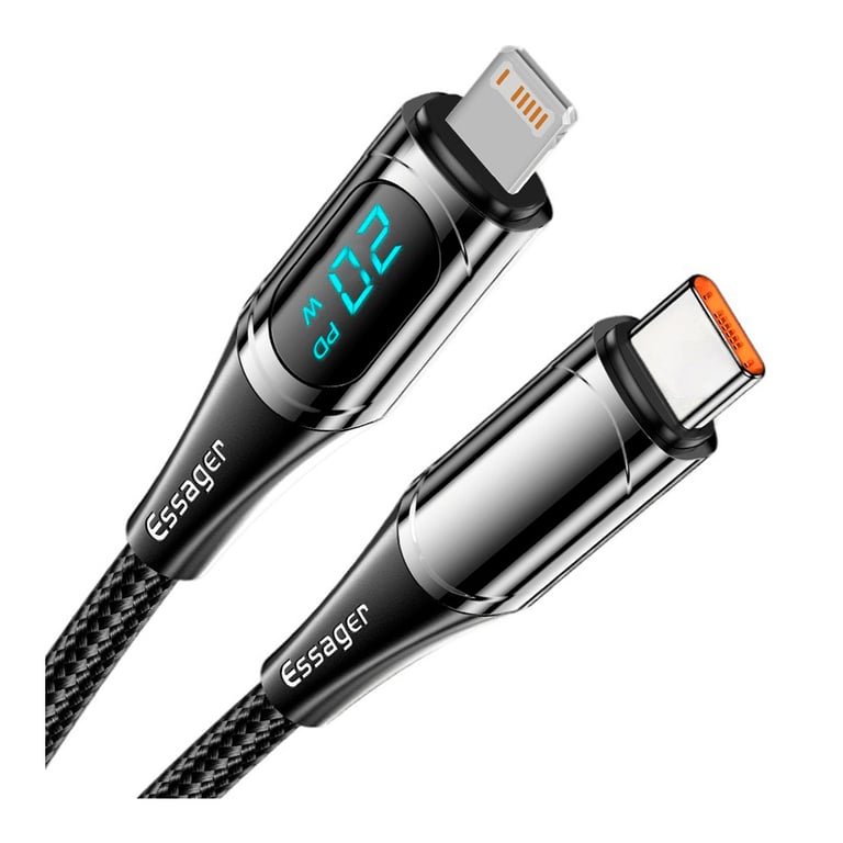 Дата кабель USB-C to Lightning 2.0m 20W Digital Display black Essager (EXCTL-YDA01) - фото 3