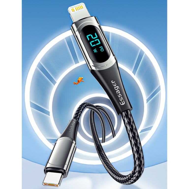 Дата кабель USB-C to Lightning 2.0m 20W Digital Display black Essager (EXCTL-YDA01) - фото 9