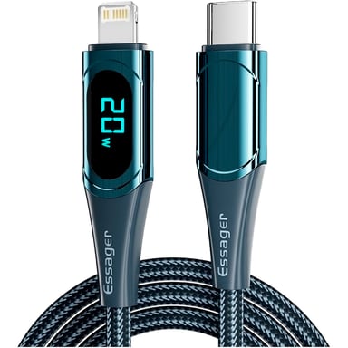 Дата кабель USB-C to Lightning 2.0m 20W Digital Display blue Essager (EXCTL-YDA03) - фото 1