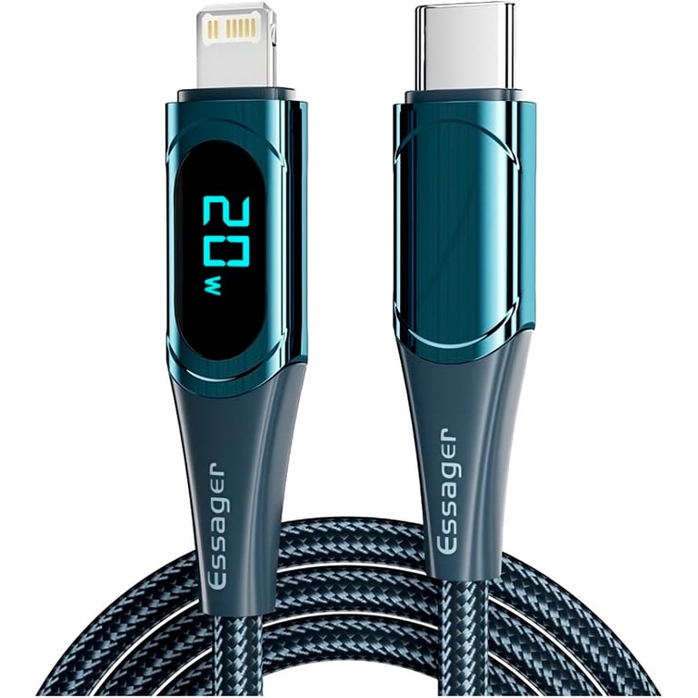 Дата кабель USB-C to Lightning 2.0m 20W Digital Display blue Essager (EXCTL-YDA03) - фото 1