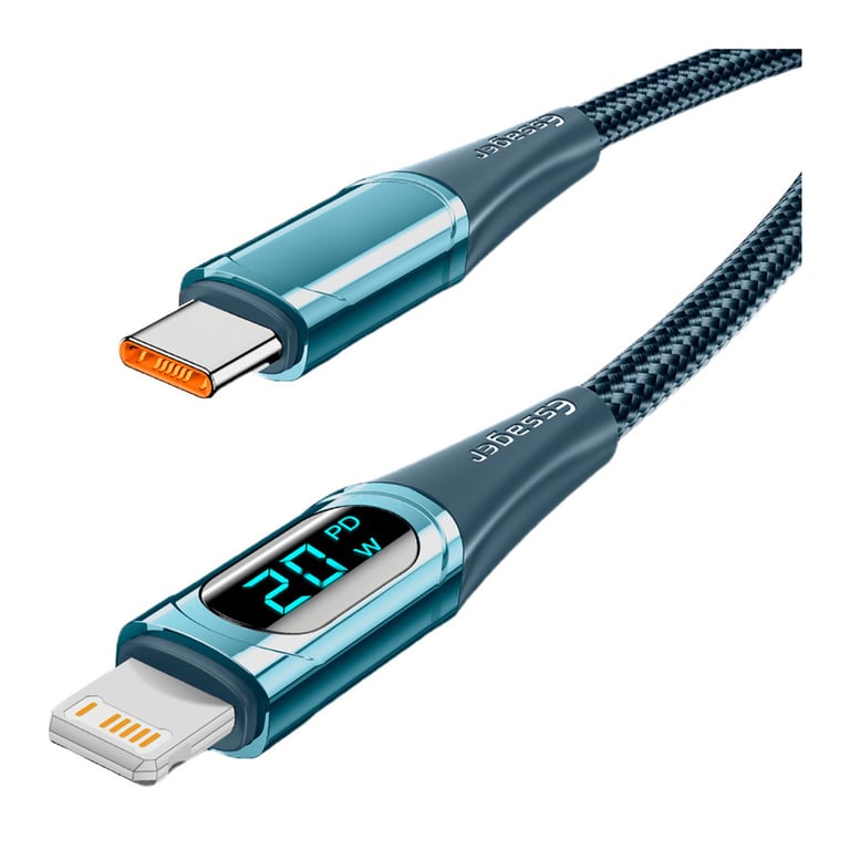 Дата кабель USB-C to Lightning 2.0m 20W Digital Display blue Essager (EXCTL-YDA03) - фото 2