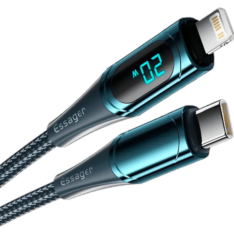 Дата кабель USB-C to Lightning 2.0m 20W Digital Display blue Essager (EXCTL-YDA03) - фото 3