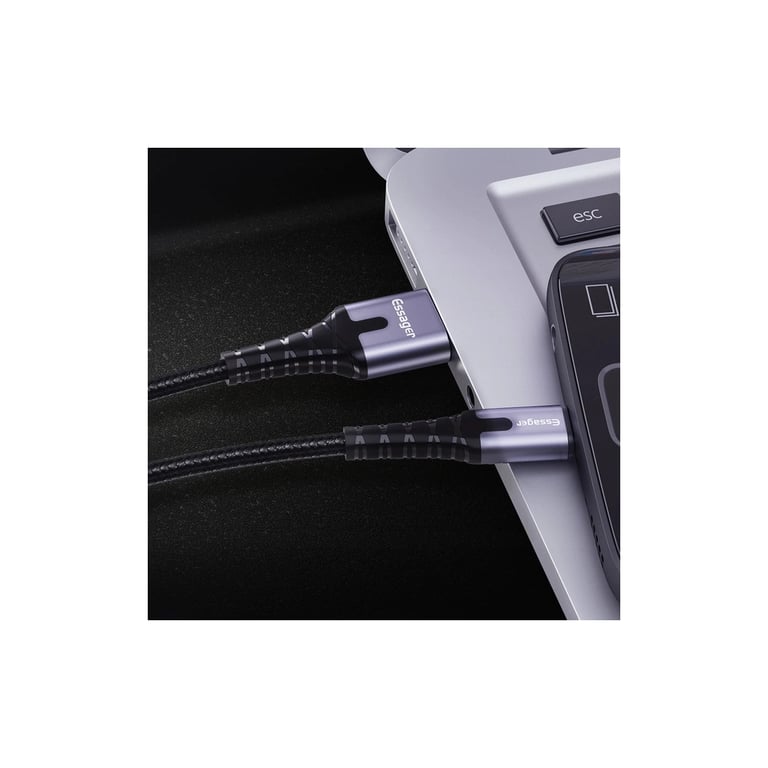 Дата кабель USB 2.0 AM to USB-C 2.0m 3A LED black Essager (EXCT-XGA0G) - фото 4