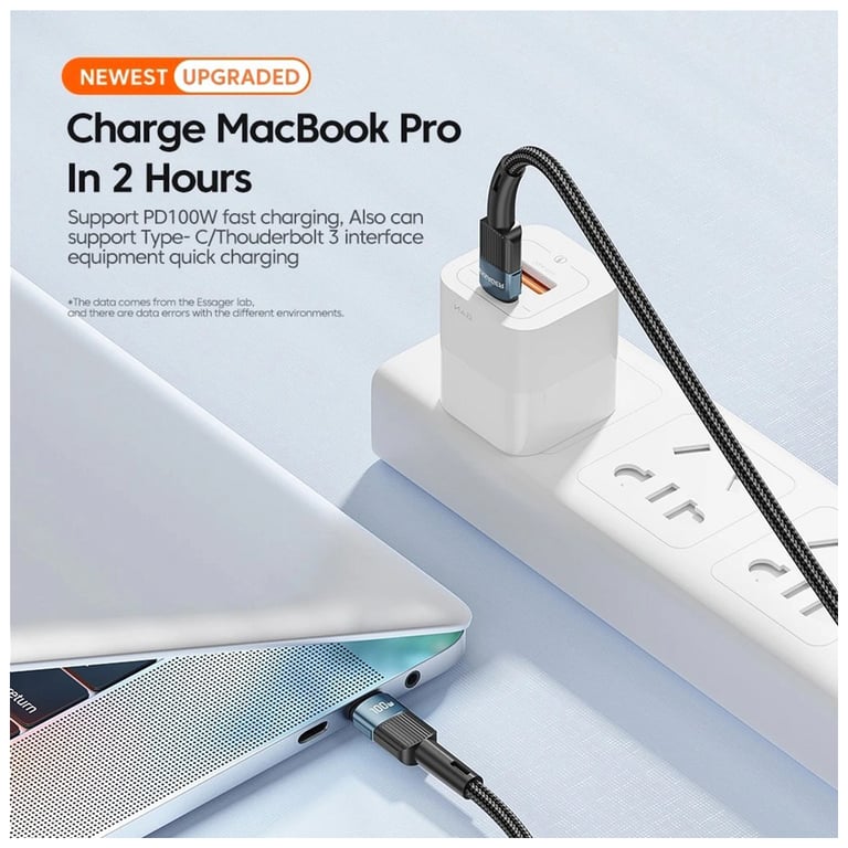 Дата кабель USB-C to USB-C 1.0m 100W blue Essager (EXCTT1-XC03) - фото 7