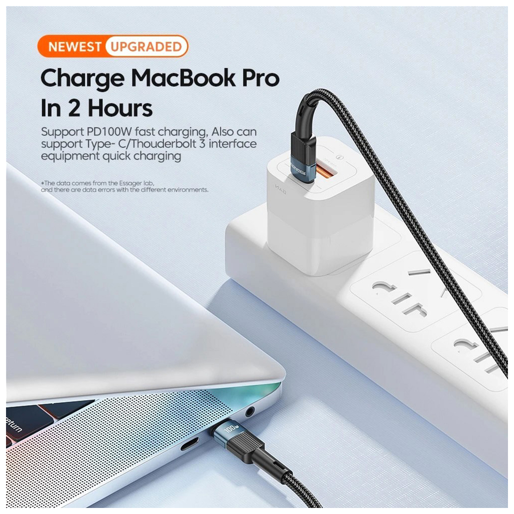 Дата кабель USB-C to USB-C 2.0m 100W blue Essager (EXCTT1-XCA03) - фото 7 Дата кабель USB-C to USB-C 2.0m 100W blue Essager (EXCTT1-XCA03) - фото 7