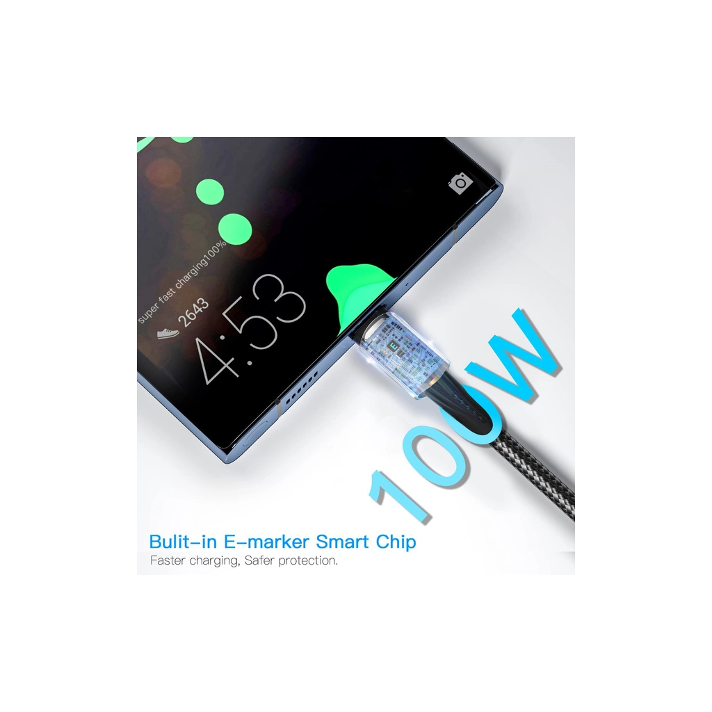 Дата кабель USB-C to USB-C 1.0m 100W black Essager (EXCTT1-CG01) - фото 5 Дата кабель USB-C to USB-C 1.0m 100W black Essager (EXCTT1-CG01) - фото 5