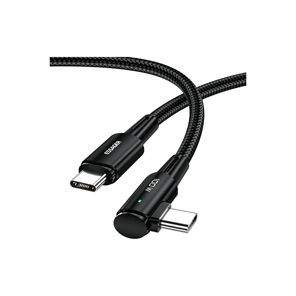 Дата кабель USB-C to USB-C 2.0m 100W 90° corner black Essager (EXCTT1-CGWTA01) Дата кабель USB-C to USB-C 2.0m 100W 90° corner black Essager (EXCTT1-CGWTA01)