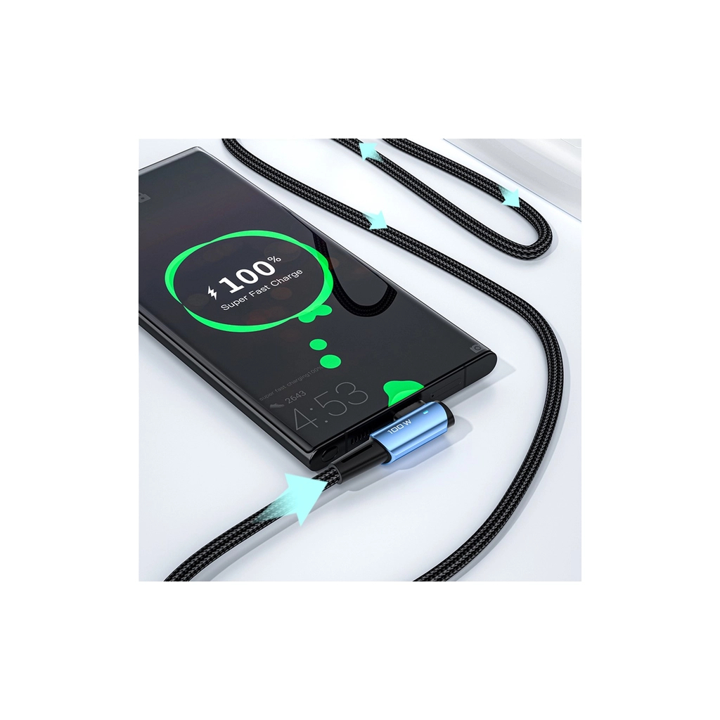 Дата кабель USB-C to USB-C 2.0m 100W 90° corner black Essager (EXCTT1-CGWTA01) - фото 2 Дата кабель USB-C to USB-C 2.0m 100W 90° corner black Essager (EXCTT1-CGWTA01) - фото 2
