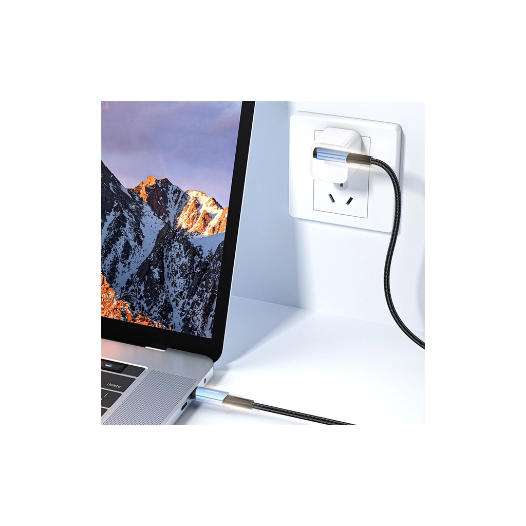 Дата кабель USB-C to USB-C 3.0m 100W 90° corner black Essager (EXCTT1-CGWTC01) - фото 3 Дата кабель USB-C to USB-C 3.0m 100W 90° corner black Essager (EXCTT1-CGWTC01) - фото 3