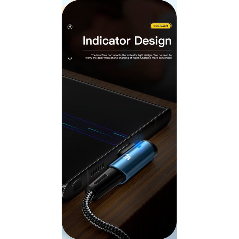 Дата кабель USB 2.0 AM to USB-C 1.0m 100W 90° corner black Essager (EXCWT7A-CG01-P) - фото 5