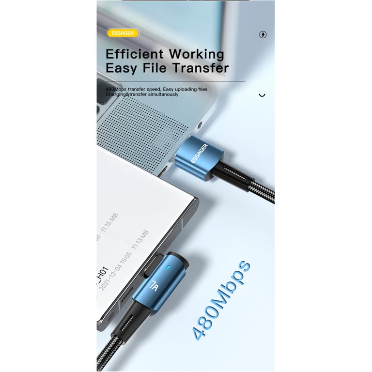 Дата кабель USB 2.0 AM to USB-C 1.0m 100W 90° corner black Essager (EXCWT7A-CG01-P) - фото 6