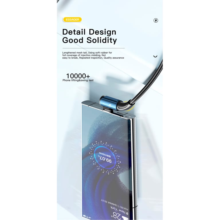 Дата кабель USB 2.0 AM to USB-C 1.0m 100W 90° corner black Essager (EXCWT7A-CG01-P) - фото 7