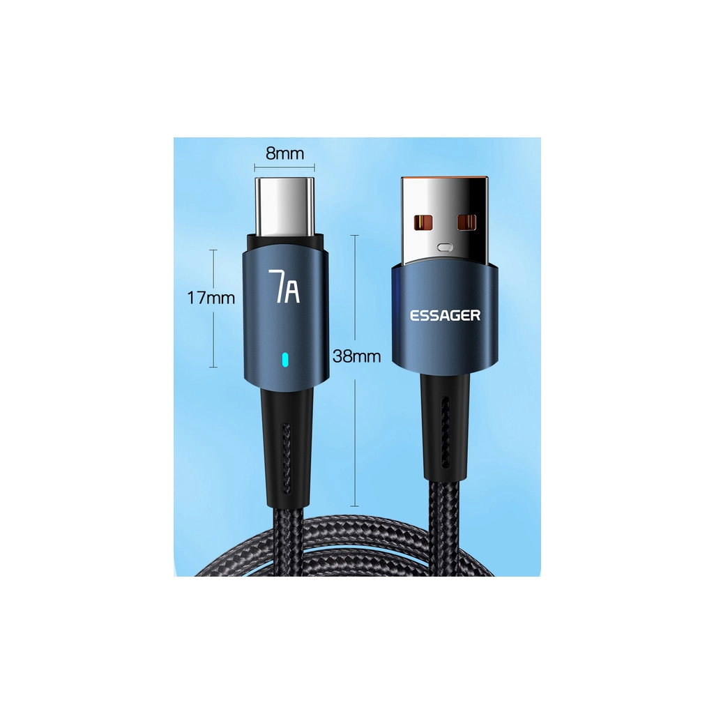 Дата кабель USB 2.0 AM to USB-C 2.0m 100W blue Essager (EXC7A-CGA03-P) - фото 10 Дата кабель USB 2.0 AM to USB-C 2.0m 100W blue Essager (EXC7A-CGA03-P) - фото 10