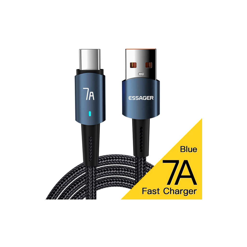 Дата кабель USB 2.0 AM to USB-C 2.0m 100W blue Essager (EXC7A-CGA03-P) - фото 2 Дата кабель USB 2.0 AM to USB-C 2.0m 100W blue Essager (EXC7A-CGA03-P) - фото 2