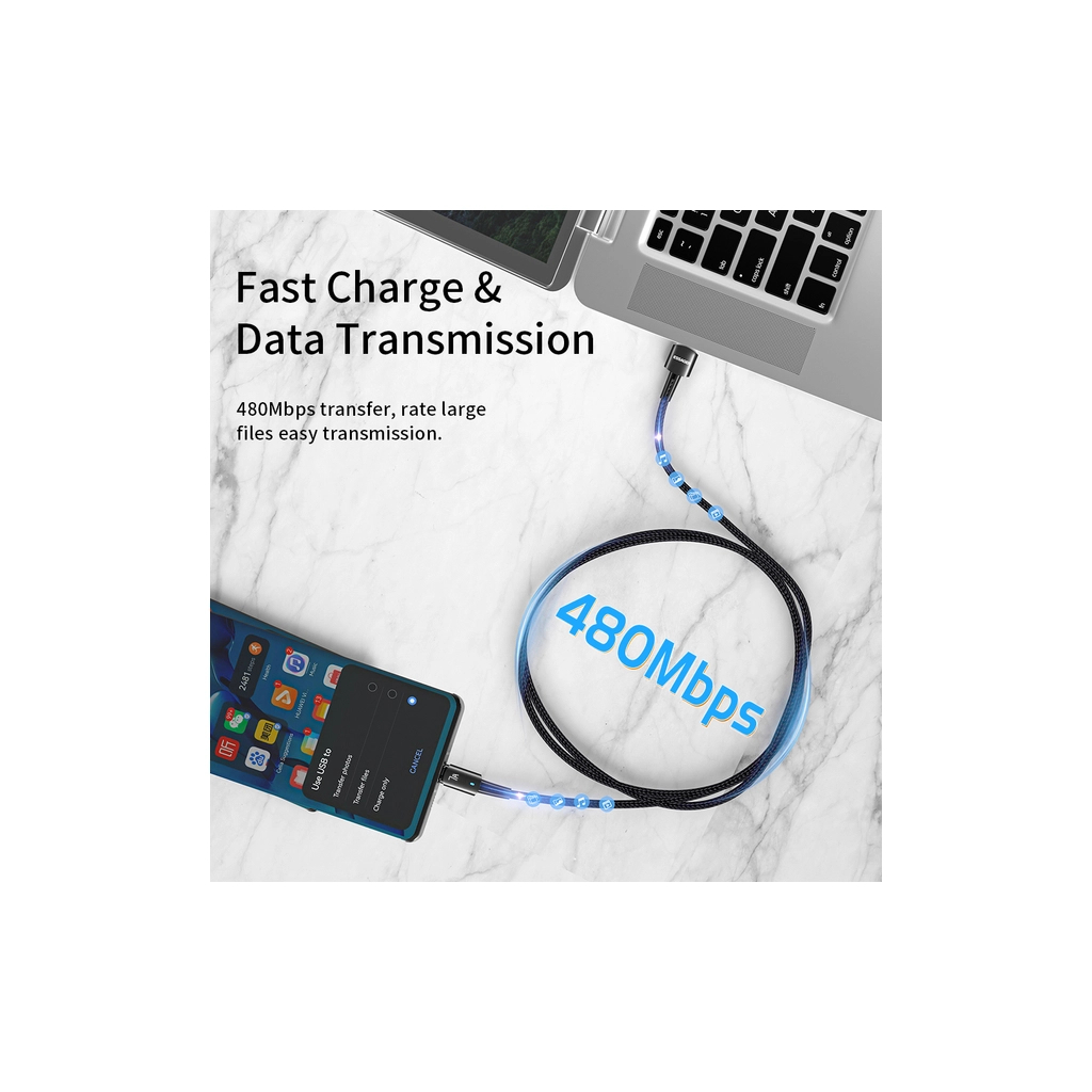 Дата кабель USB 2.0 AM to USB-C 2.0m 100W blue Essager (EXC7A-CGA03-P) - фото 4 Дата кабель USB 2.0 AM to USB-C 2.0m 100W blue Essager (EXC7A-CGA03-P) - фото 4