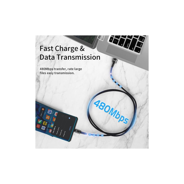 Дата кабель USB 2.0 AM to USB-C 2.0m 100W blue Essager (EXC7A-CGA03-P) - фото 4