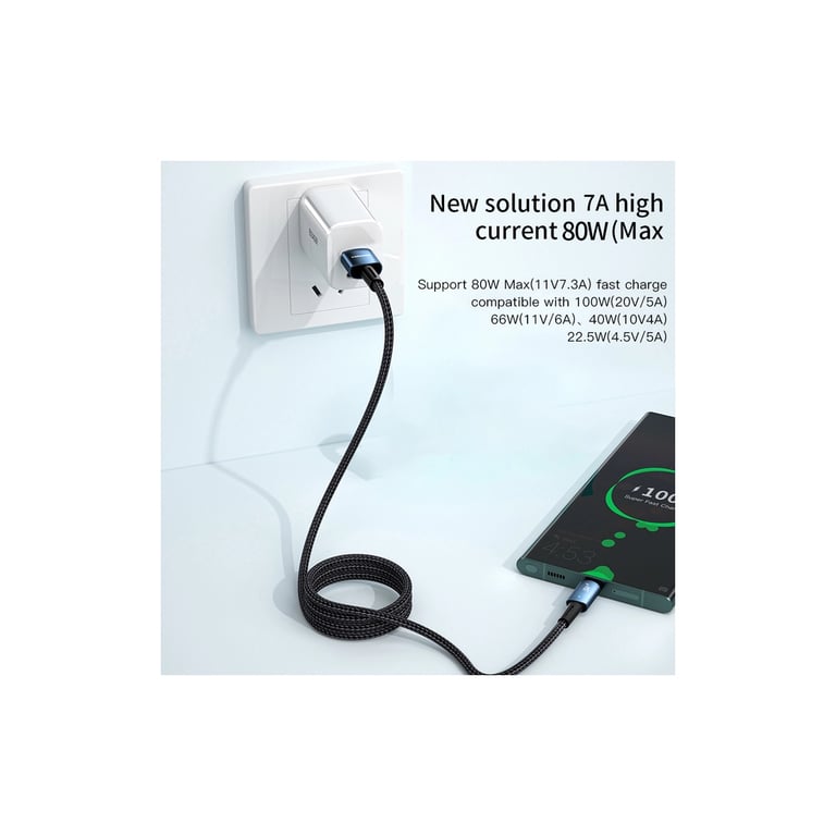 Дата кабель USB 2.0 AM to USB-C 2.0m 100W blue Essager (EXC7A-CGA03-P) - фото 5