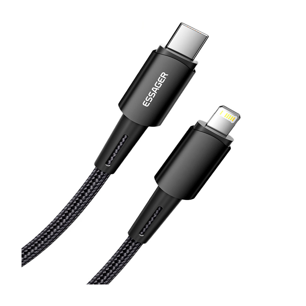 Дата кабель USB-C to Lightning 0.5m 20W black Essager (EXCTL-CGB01) - фото 2 Дата кабель USB-C to Lightning 0.5m 20W black Essager (EXCTL-CGB01) - фото 2