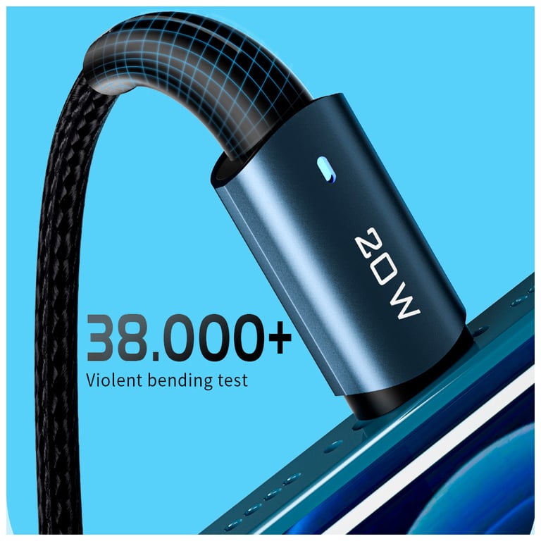 Дата кабель USB-C to Lightning 0.5m 20W black Essager (EXCTL-CGB01) - фото 5